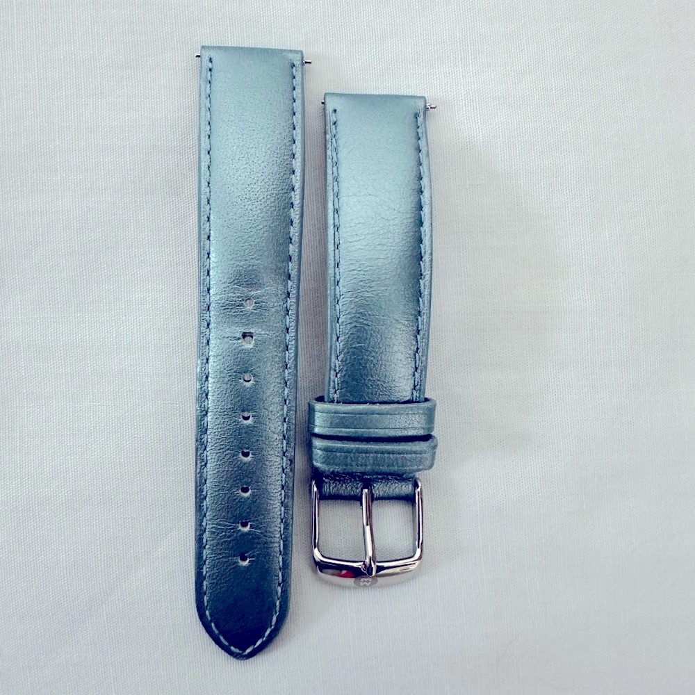 Michele Ice Blue Leather Watch Strap